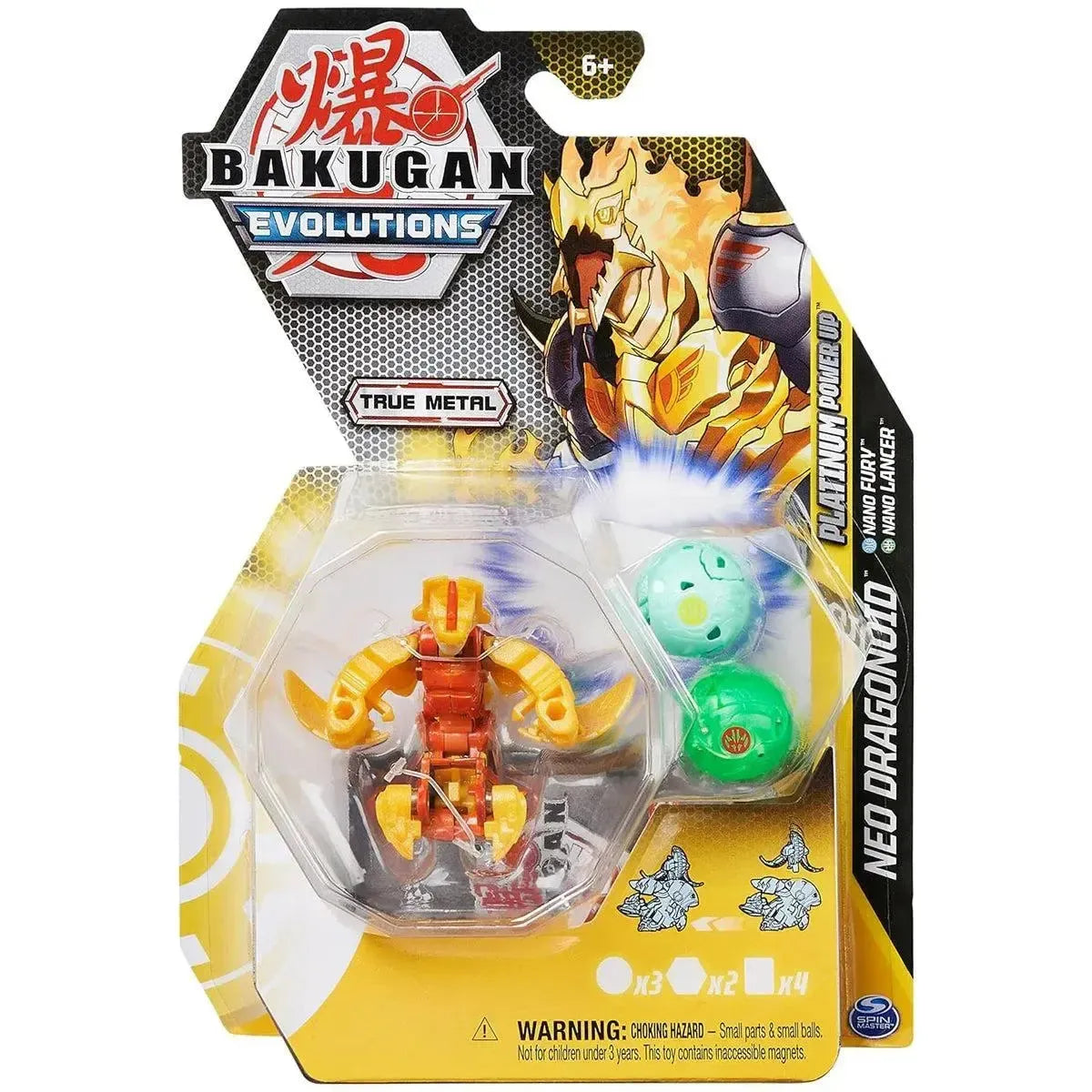 Bakugan-Evolutions-Neo-Dragonoid-with-Nano-Fury-and-Nano-Lancer-Platinum-Power-Up-Pack-Spin-Master-True-Metal-Series Bakugan: Evolutions - Neo Dragonoid with Nano Fury and Nano Lancer Platinum Power Up Pack - Spin Master - True Metal Series - Image 1