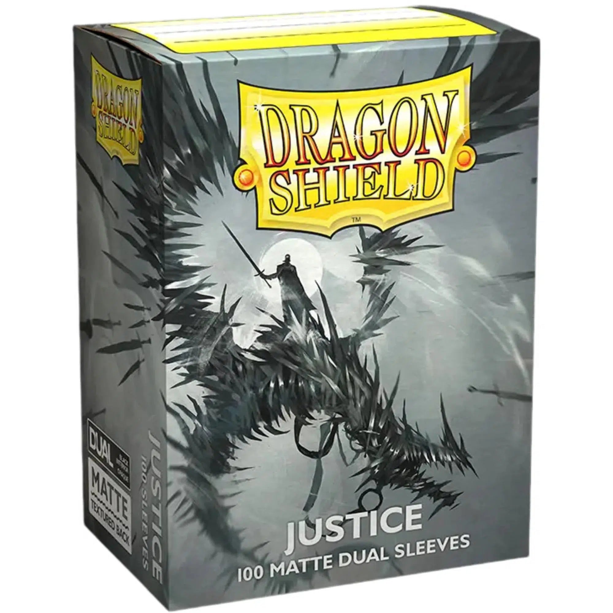 Dragon-Shield-Justice-Dual-Colored-Protective-Card-Sleeves-Matte-Silver-Black-100-Count-Standard-Size Dragon Shield - Justice Dual Colored Protective Card Sleeves (Matte, Silver & Black, 100 Count, Standard Size) - Image 1