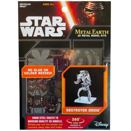 Star Wars - Unpainted Destroyer Droid Figure Model Kit (Steel, Challenging Difficulty) - Fascinations - Metal Earth Series