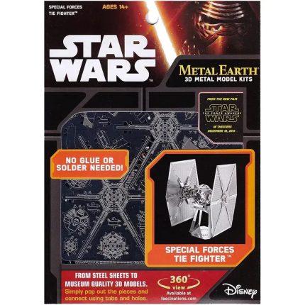 Star Wars - Unpainted Imperial TIE Fighter Figure Model Kit (Steel, Challenging Difficulty) - Fascinations - Metal Earth Series