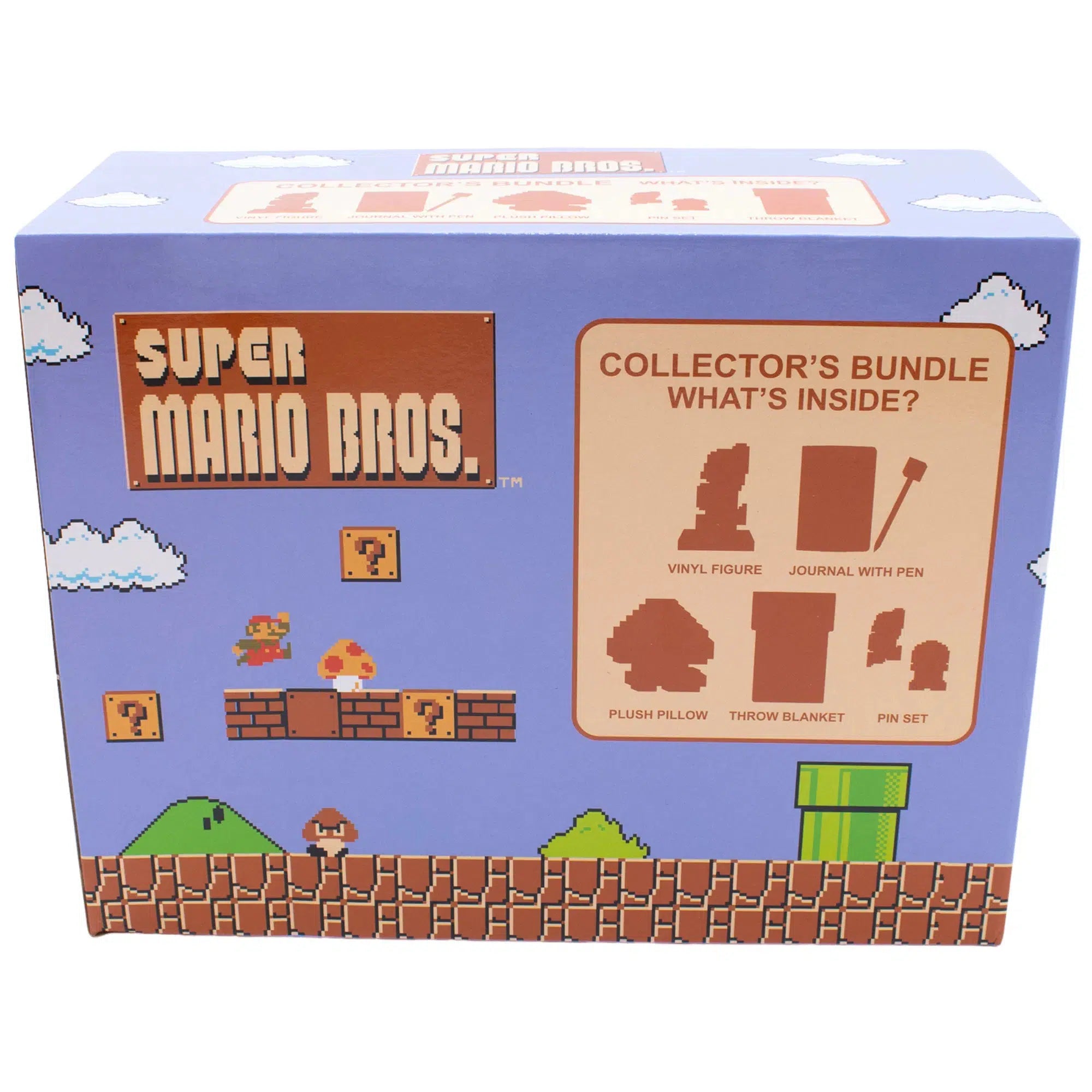 Super-Mario-Bros_-Overworld-Collectors-Gift-Box-Set-Culturefly-Plush-Pillow-Throw-Blanket-Pin-Badge-Notebook-Pen-Vinyl-Figure Super Mario Bros. - Overworld Collector's Gift Box Set - Culturefly - Plush Pillow, Throw Blanket, Pin Badge, Notebook & Pen, Vinyl Figure - Image 1